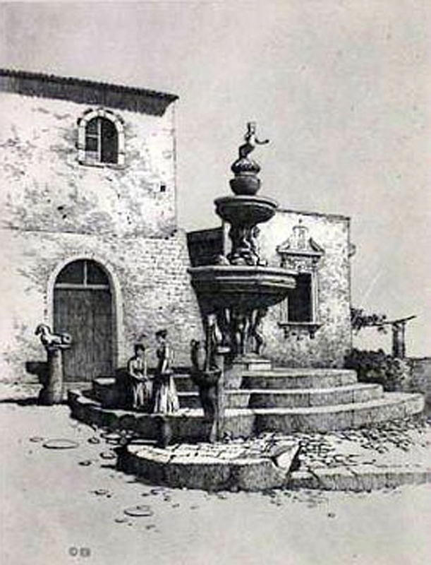 Romantic Horse fountain Taormina Sicily Italy